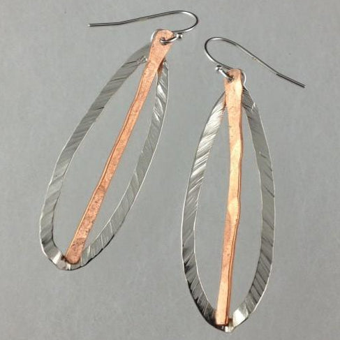 Open Leaf and Copper Dangle Earrings