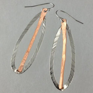 Open Leaf and Copper Dangle Earrings