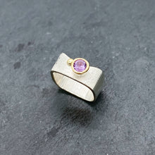 Load image into Gallery viewer, Amethyst Bezel Ring Size 5.5