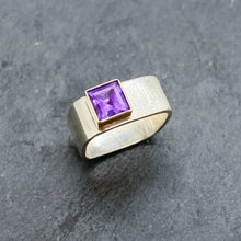 Load image into Gallery viewer, Amethyst Bezel Ring Size 7.5-8