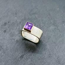 Load image into Gallery viewer, Amethyst Bezel Ring Size 7.5-8