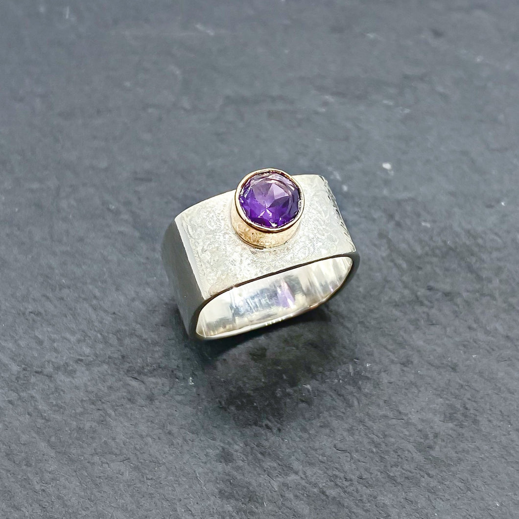 Amethyst Wide Stacking Ring