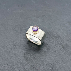 Amethyst Wide Stacking Ring