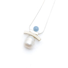 Load image into Gallery viewer, Balance Inukshuk Aquamarine Pearl Necklace