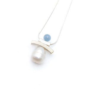 Balance Inukshuk Color stone and Pearl Necklace