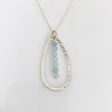 Load image into Gallery viewer, Hammered Open Leaf with Aquamarine Necklace