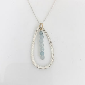 Hammered Open Leaf with Aquamarine Necklace
