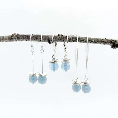 Mini Aquamarine Acorn Earrings