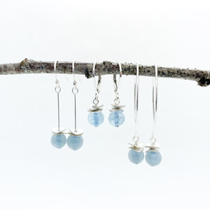 Mini Aquamarine Acorn Earrings