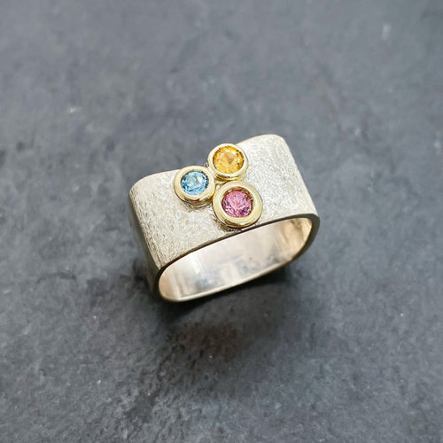 Tri-Colour Bezel Ring Size 9.5