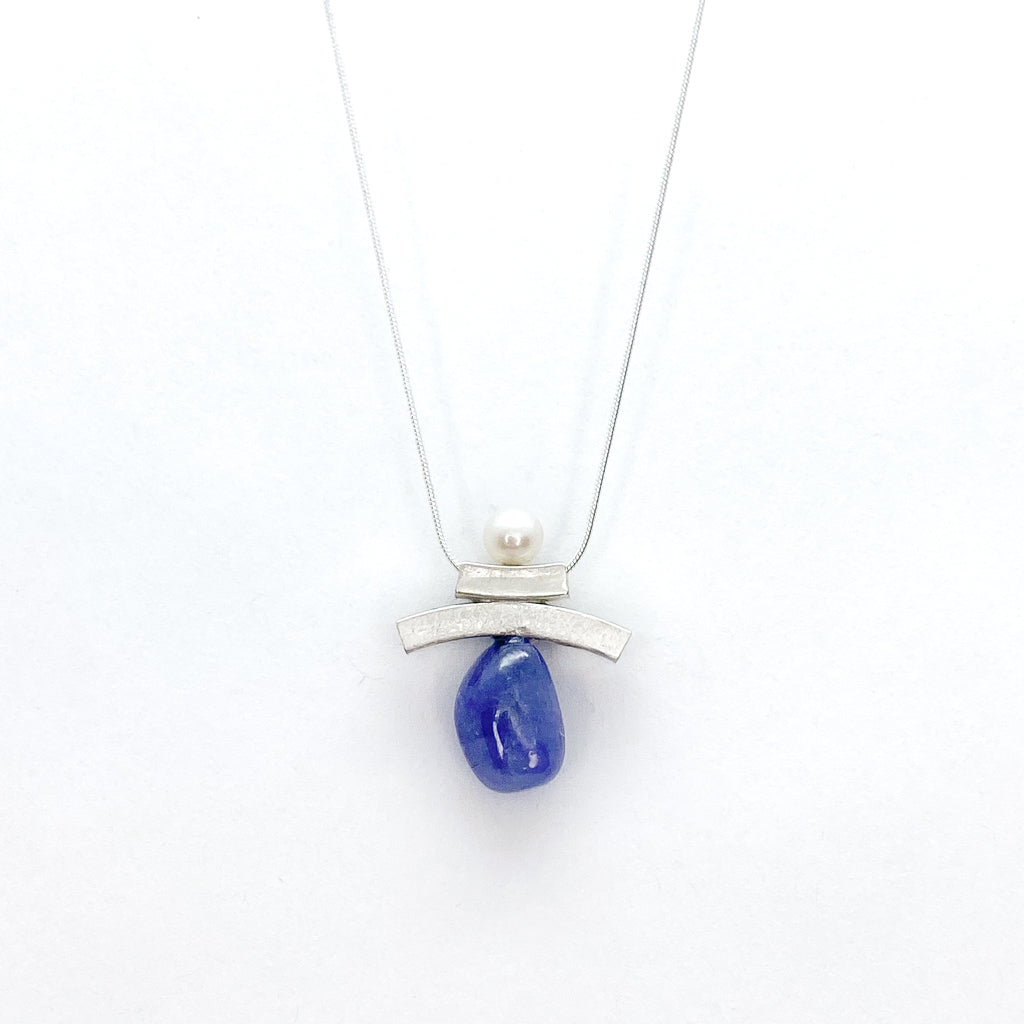 Balance Inukshuk Pearl and Tanzanite Necklace