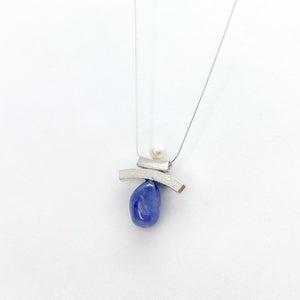 Balance Inukshuk Pearl and Tanzanite Necklace