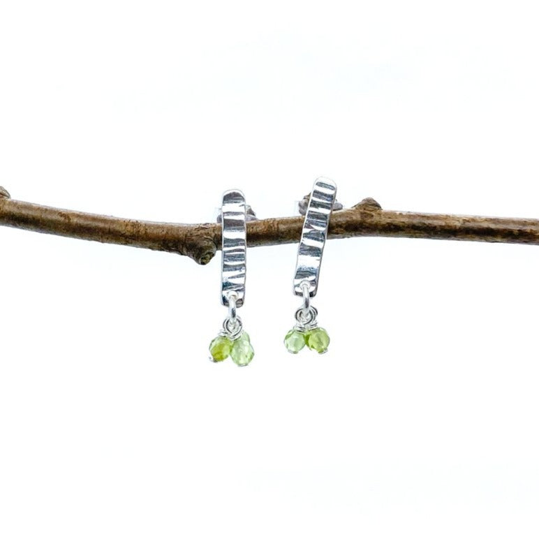 Hammered Silver Birch Bark Berry Stud Earrings
