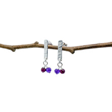 Load image into Gallery viewer, Hammered Silver Birch Bark Berry Stud Earrings