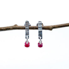 Load image into Gallery viewer, Hammered Silver Birch Bark Berry Stud Earrings