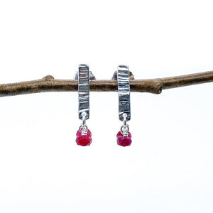 Hammered Silver Birch Bark Berry Stud Earrings