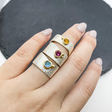 Load image into Gallery viewer, Blue Topaz Bezel Ring Size 7.5