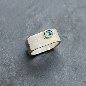 Blue Topaz Bezel Ring Size 8