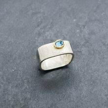 Load image into Gallery viewer, Blue Topaz Bezel Ring Size 8