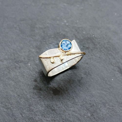 Square Stacking Blossom Ring with Colored Stones