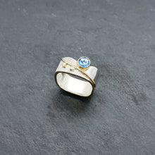 Load image into Gallery viewer, Square Stacking Blossom Ring with Colored Stones