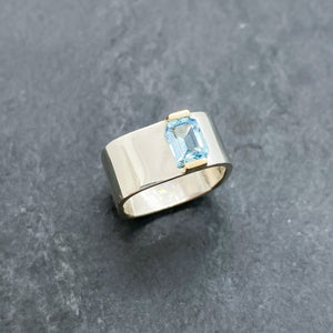 Blue Topaz Bridge Ring Size 8