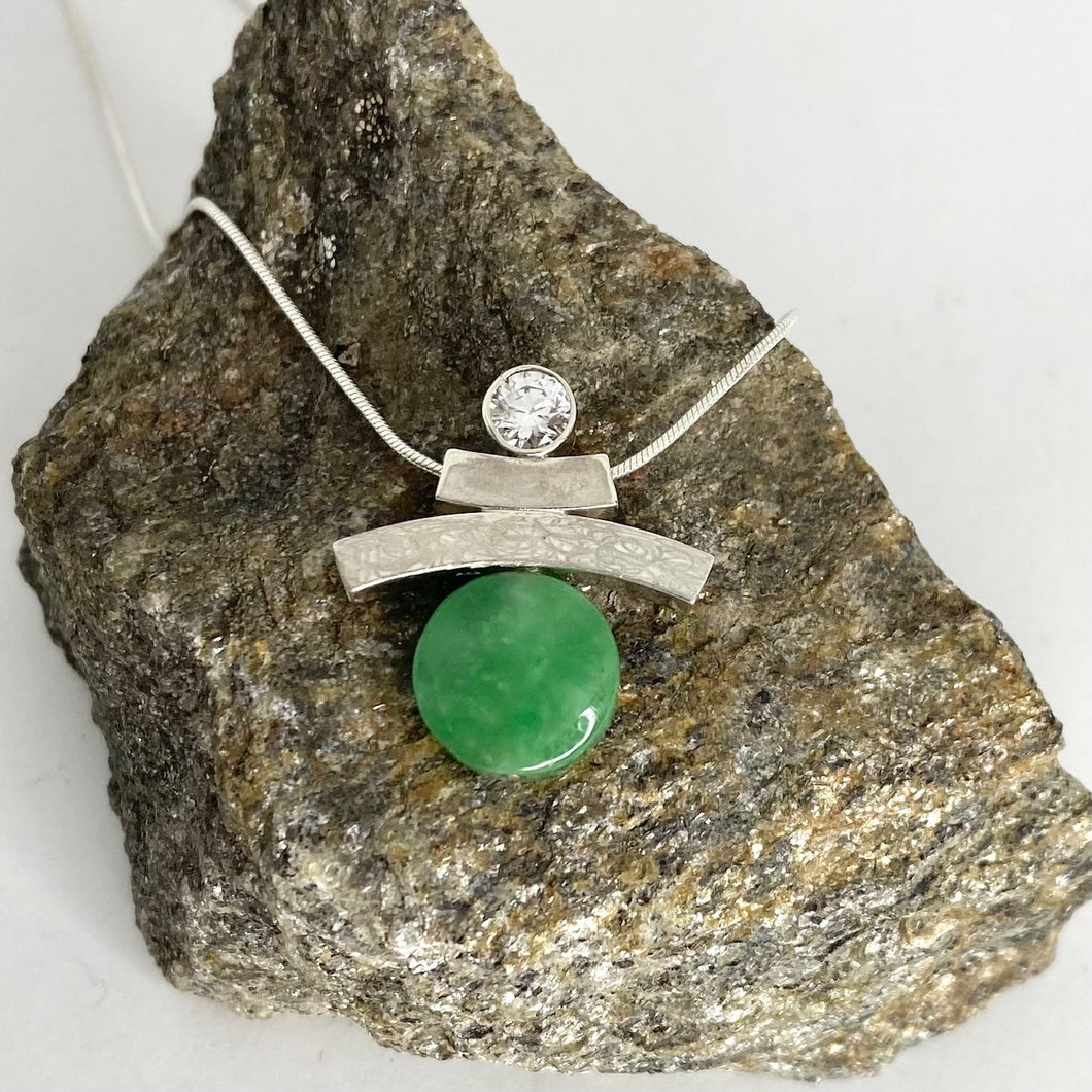 Balance Inukshuk Chinese Jade & CZ Necklace