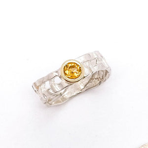 Skinny Woven Basket Citrine Bezel Ring