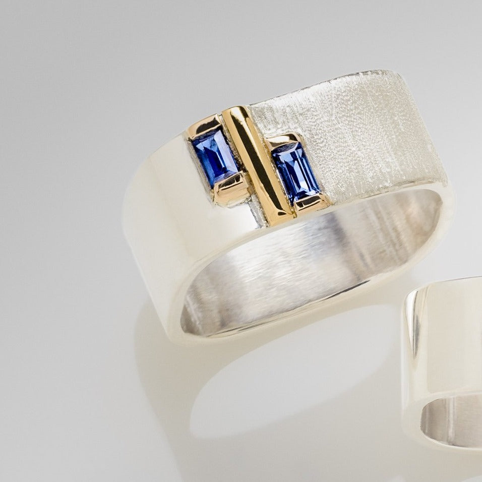 Stacking Blue Sapphire Bar Ring