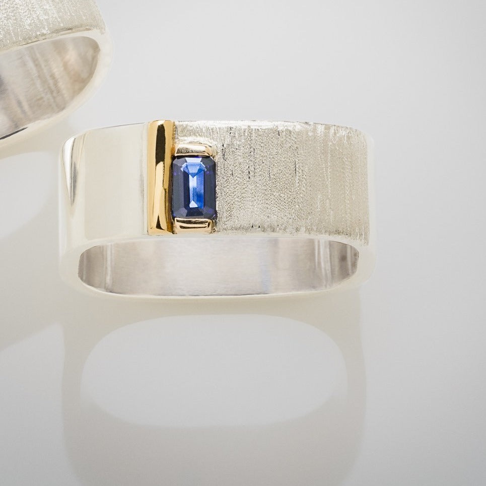 Stacking Blue Sapphire Bar Ring