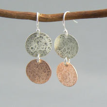 Load image into Gallery viewer, Double Scribbled Silver and Copper Earrings