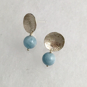 Scribbled Disc Dangle Stud Earrings