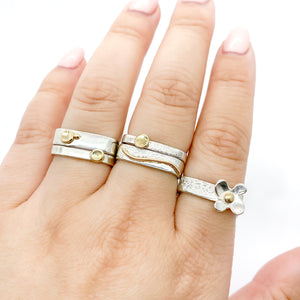 Medium Gold Wave or Gold Dot Stacking Rings