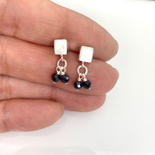 Load image into Gallery viewer, Square Stud Earrings with Mini Sapphires