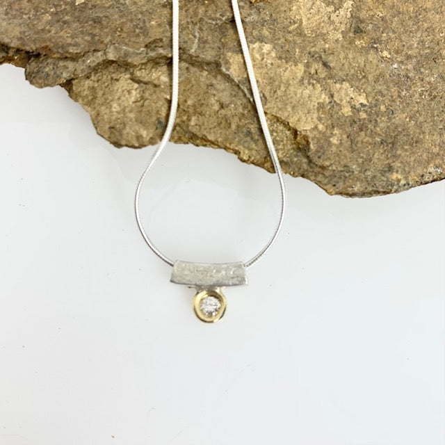 Single Petal Slider Necklace with Diamond