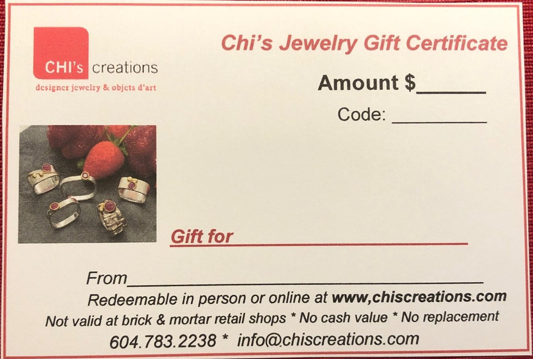 Chi's Creations Jewelry Gift Card