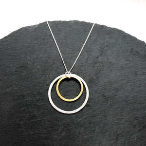 Double Silver and Gold Ring Necklace