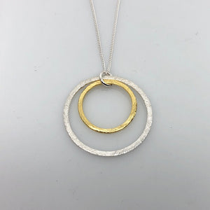 Double Silver and Gold Ring Necklace