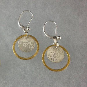 The Scribble Disc with Gold Ring Earrings