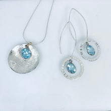 Load image into Gallery viewer, Scribbled Shell Disc with Blue Topaz Necklace