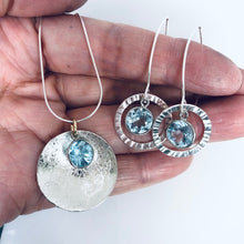 Load image into Gallery viewer, Scribbled Shell Disc with Blue Topaz Necklace