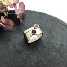 Load image into Gallery viewer, Skinny Amethyst Bezel Stacking Ring Size 9