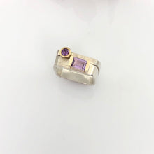 Load image into Gallery viewer, Skinny Amethyst Bezel Stacking Ring Size 9