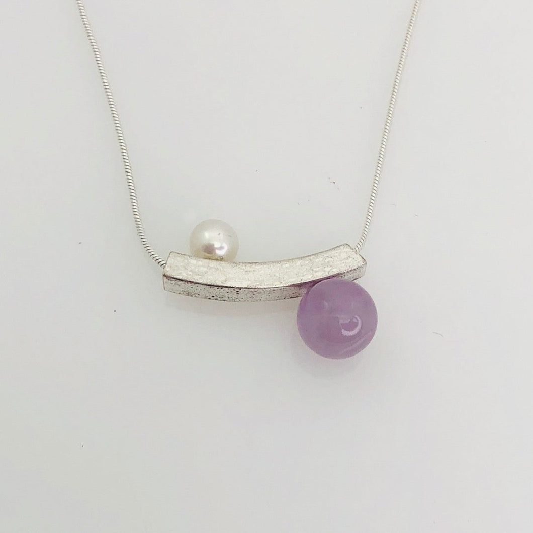 Balance Pearl and Amethyst Slider Necklace