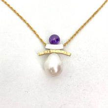 Load image into Gallery viewer, Amethyst Gold Inukshuk Necklace