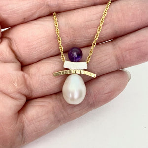 Amethyst Gold Inukshuk Necklace