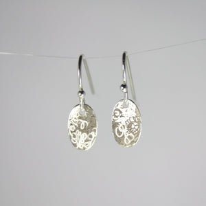 Small Oval Scribble Disc Earrings