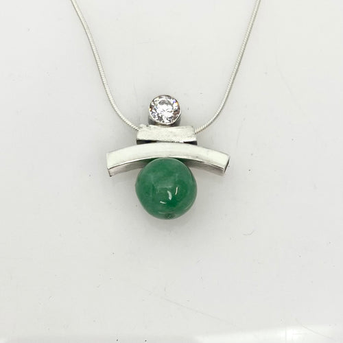 Balance Inukshuk Chinese Jade Bead & CZ Necklace