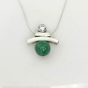 Balance Inukshuk Chinese Jade Bead & CZ Necklace