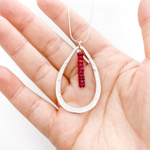 Load image into Gallery viewer, Large Hammered Leaf Ruby Necklace